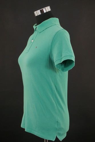 Tommy Hilfiger Children Polo Shirt 152 Green short Sleeve Button Piquè Stretch - Picture 3 of 5