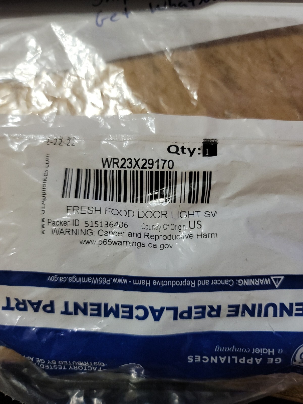 New Genuine OEM GE Refrigerator Door Light Switch WR23X29170