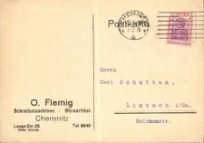 (Y3225) Postcard Typewriters O. Flemig, Chemnitz 1922
