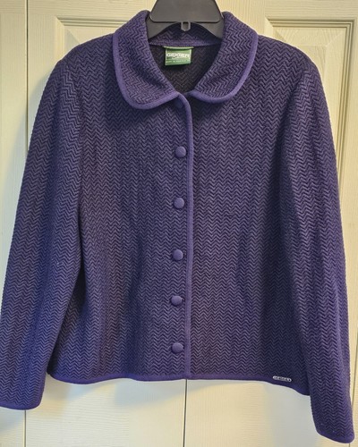 Geiger Austria Womens Button Front Jacket 100% Pure Wool Purple Size 44 Large