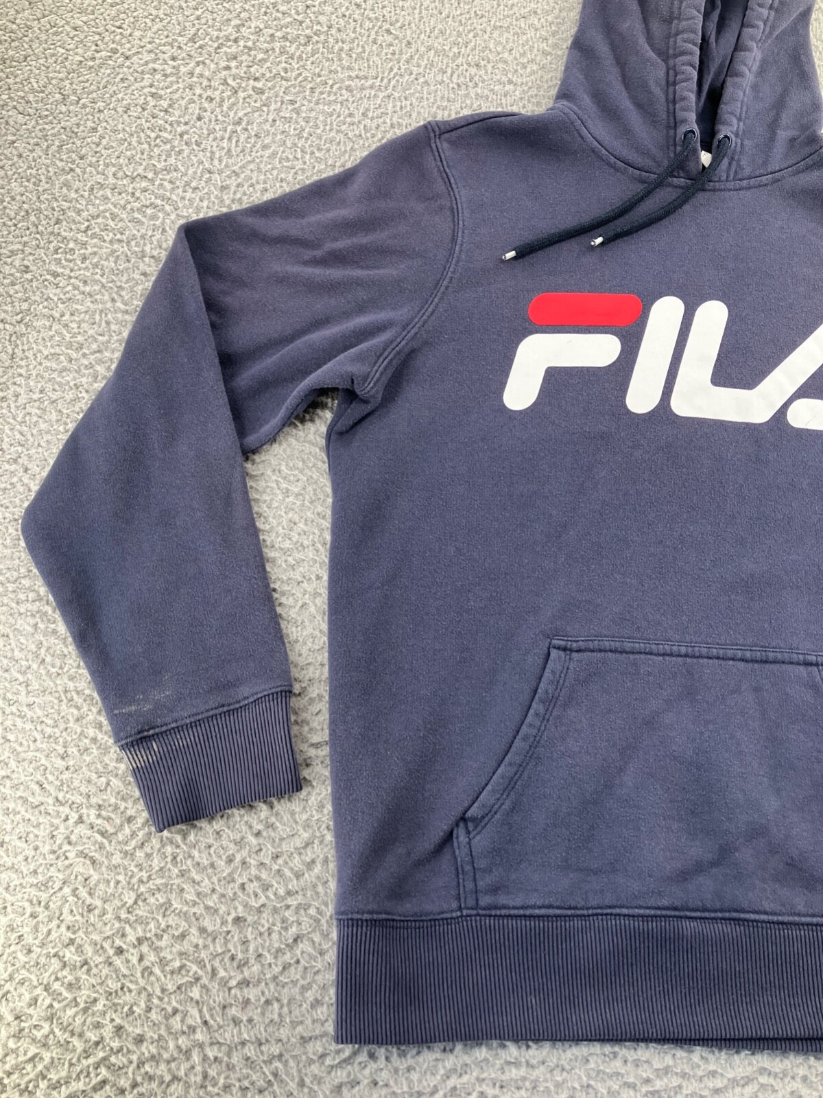 Felpa con cappuccio vintage FILA donna extra large XL blu pullover logo sport
