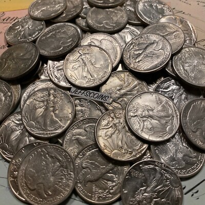 [Lot of 5] Walking Liberty Half DolIar - 90% Sliver