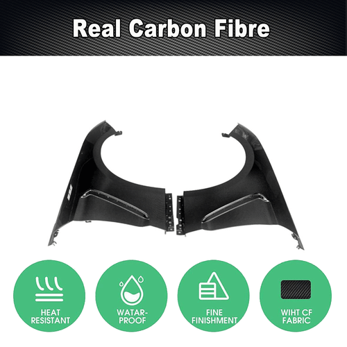 Fit For Ford Mustang 2018-2023 Real Carbon Exterior Side Fender Vent Cover Trim - Picture 6 of 9