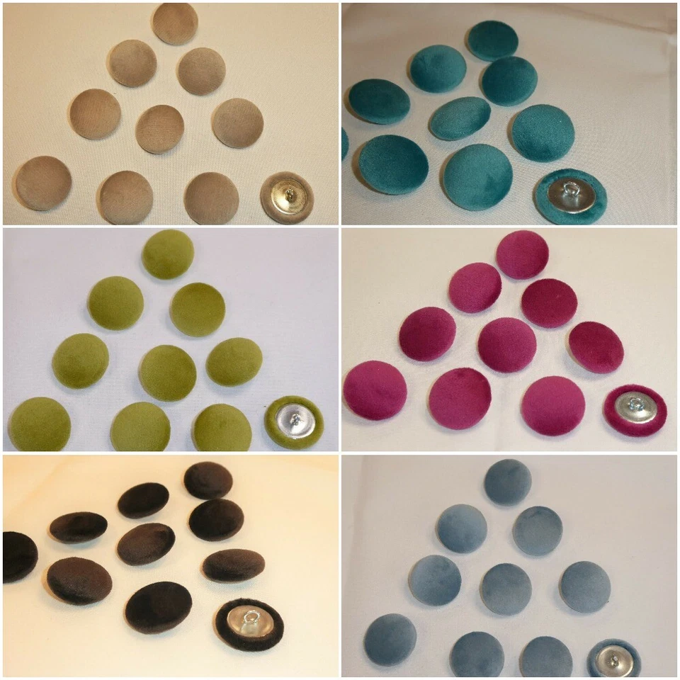 PLUSH VELVET COVERED UPHOLSTERY FURNISHING BUTTONS  in 26 COLOURS - Size: 25mm - Image 2 of 4