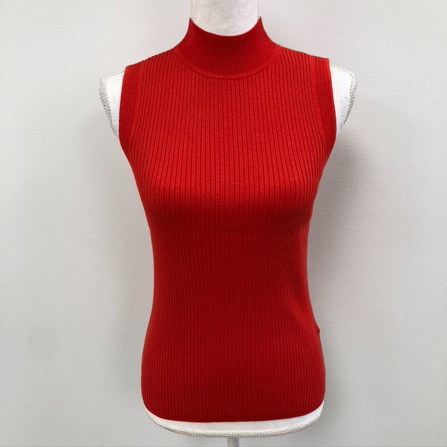 Banana Republic Ribbed Mock Neck Sweater Jumper Womens Small Red