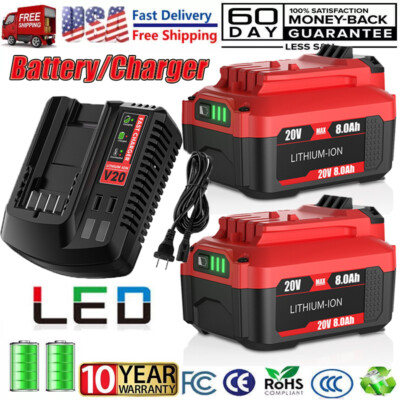 8.0Ah 20V For Craftsman V20 20 Volt MAX Li-ion Battery CMCB204 CMCB202 / Charger