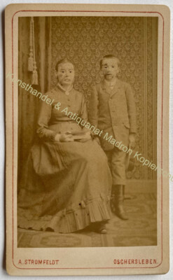 orig. CDV photo photograph people around 1880 Oschersleben Stromfeldt mother child
