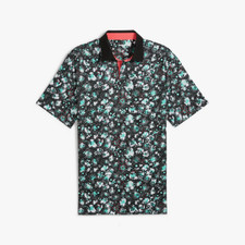 New Puma Cloudspun Abstract Camo Golf polo Puma Black/Aquatic