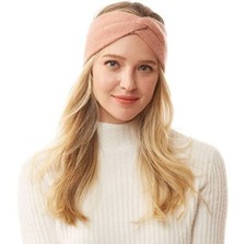 Winter Knit Twisted Knot Pink Headband Knitted Headwrap