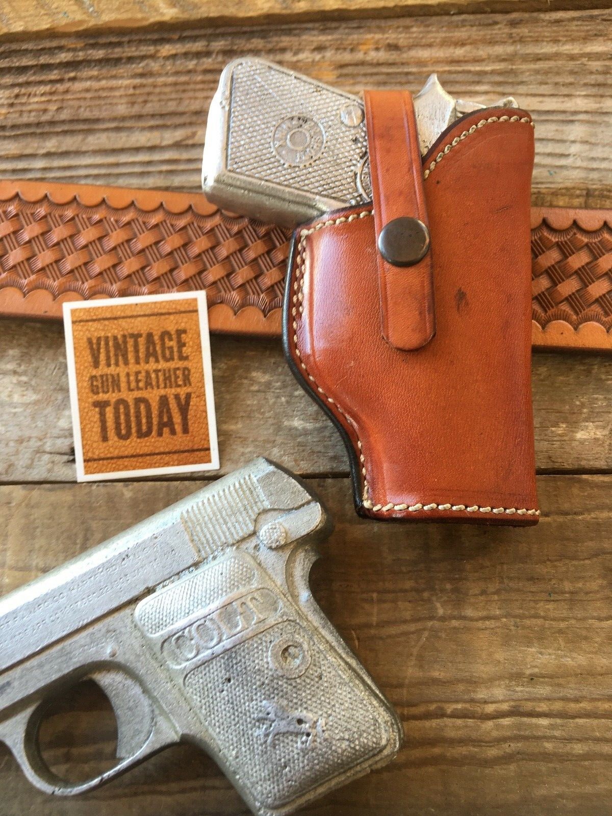 Vintage Alfonso's H15 Brown Leather Suede Lined Holster for .22 .25