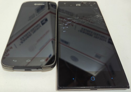 LOT of 2 Smartphones Cell Phones As Is ZTE N9518 Kyocera C6730