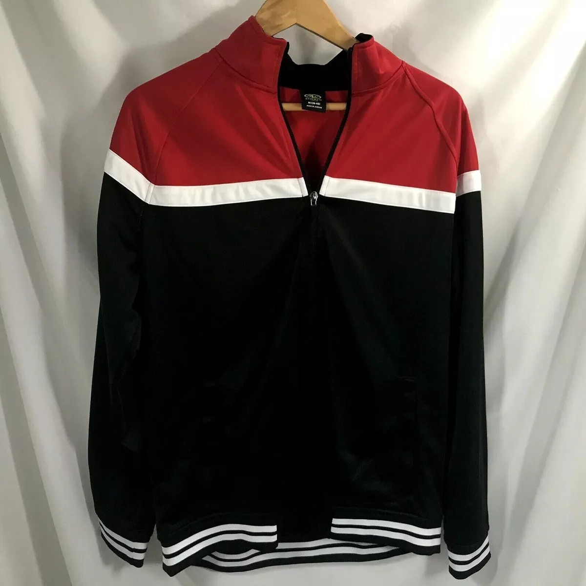 Track Style Men's Jacket by Athletic Works Size Medium (38-40) Black Red White