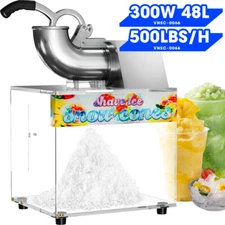 Electric Ice Crusher Shaver Machine Snow Cone Maker Stainless Steel 1450 r/min