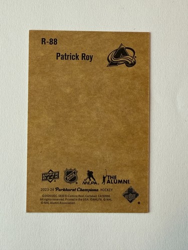 2023-24 UD Parkhurst Champions 52 Retro #R-88 Patrick Roy Colorado Avalanche SP - Picture 2 of 2