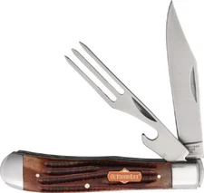 Outdoor Life Brown Bone Hobo Pocket Knife & Fork Camp Dining Lunchbox Set