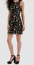 Sam Edelman Women's Black Peony Embroidered Mini Sheath Dress Size 2