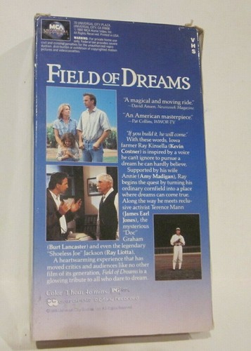 Field of Dreams (VHS, 1989 Tape Shoes Baseball Classic Kevin Costner, Ray Liotta - Picture 3 of 6