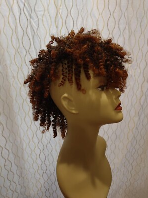 SPIRAL CURLY WIG Strip Mohawk Kinky Curls Bouncy Afro Brown Cosplay Accessory