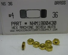 #4-36 Hex Machine Screw Nuts Solid Brass (25)