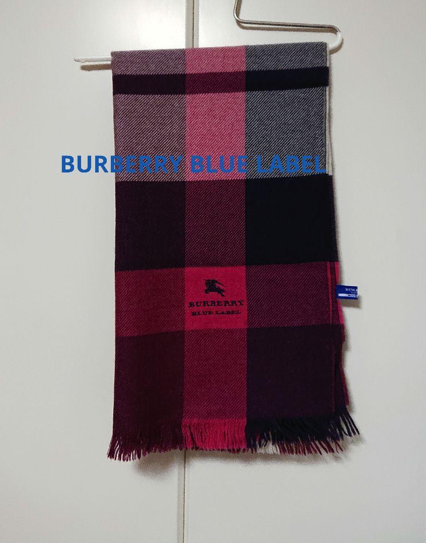 Burberry Blue Label Fringed Plaid Muffler Stole 52x180cm Used