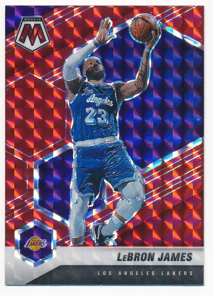 LEBRON JAMES 2020-21 PANINI MOSAIC RED MOSAIC PRIZM #81 LAKERS MINT
