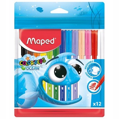 Colorpeps Ocean Filzstifte 12 Farben Etui für Kinder, Schule, Kunst