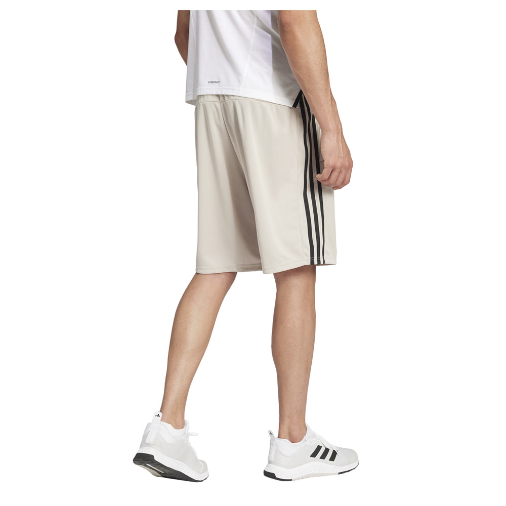 adidas Train Essentials Striped Shorts Mens Beige Casual Athletic Bottoms IW3382