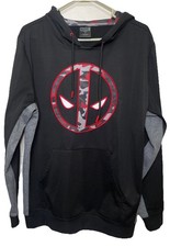 Marvel Deadpool Hoodie Men's Large Pullover Black Gray Red