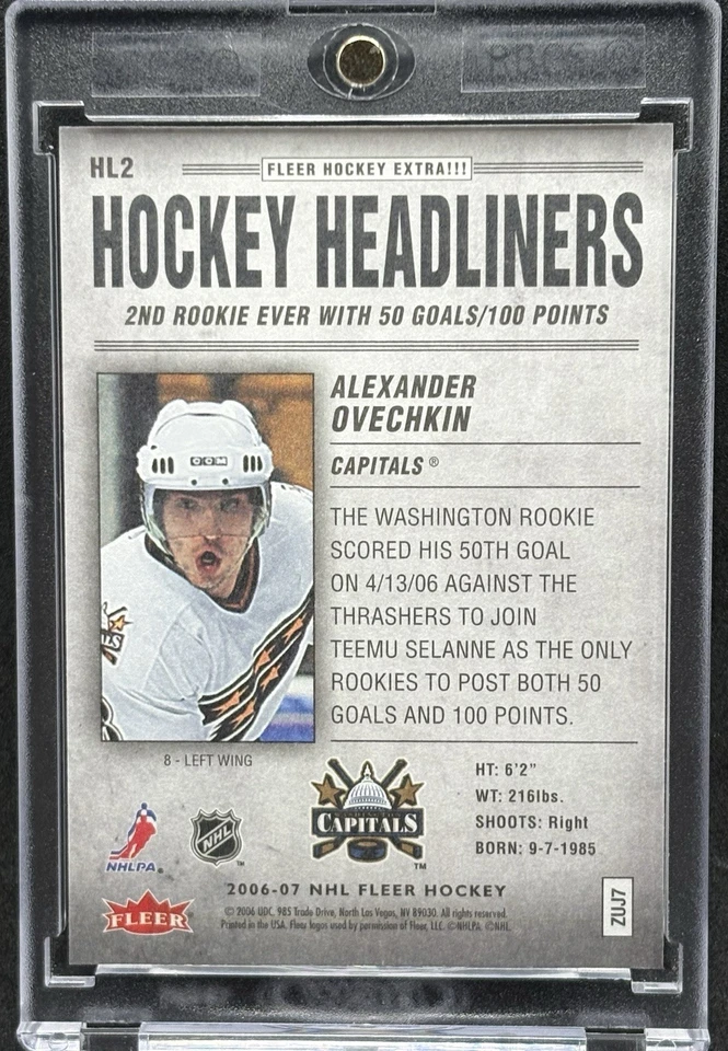 Alex Ovechkin RARO NOVATO MANCHETES FOLHA DE OURO CARTÃO DE INVESTIMENTO CAPITAIS MVP - Imagem 2 de 2