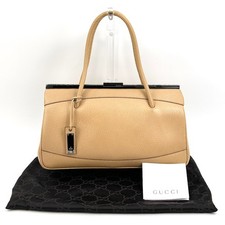 GUCCI Beige Leather Handbag Shoulder Bag Tote Made in Italy with Dust Bag