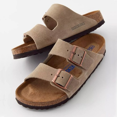 #ad #ad Birkenstock Arizona Taupe Soft Footbed Suede Leather Unisex Sandals $72.00