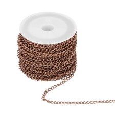 32.8ft/10 Meter Stainless Steel Curb Chain, 4mm Link Chain, Bronze Red