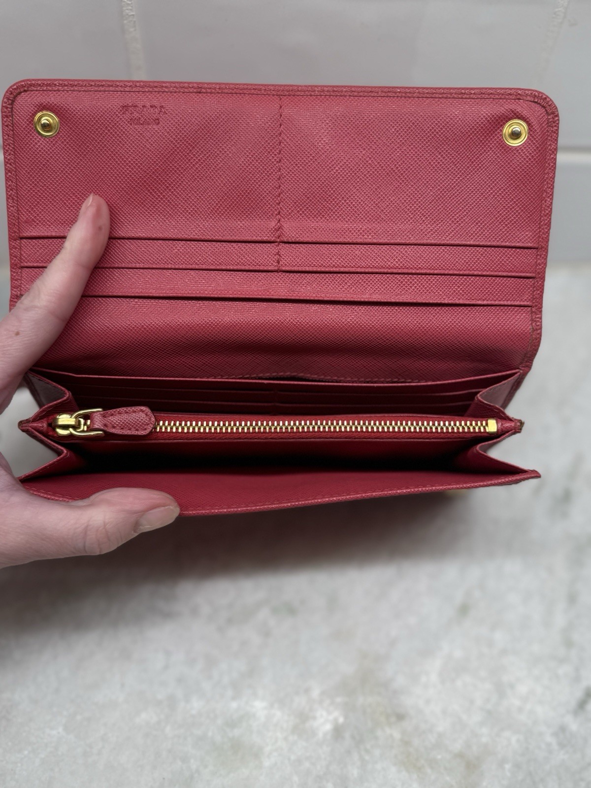 PRADA Peonia Feminine Saffiano Leather Long Flap Bifold W/ Added Crossbody thumbnail 14