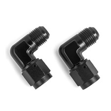 90 Degree Female to Male Flare Swivel Hose Fitting Adapter Aluminum Black AN6