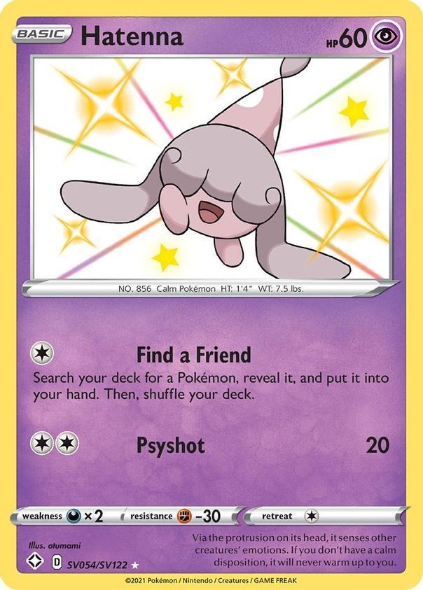 Hatenna - SV054/SV122 - Pokemon Shining Fates Sword Shield Shiny Rare Card NM