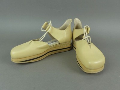 YSL Rive Gauche Damen Keilabsatz Pumps Gr. 38,5 Beige Leder Plateau neuw (19609)