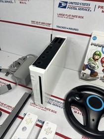 Nintendo Wii Bundle + MARIO KART + PAPER MARIO -+ Wheels - NEXT DAY - WARRANTY