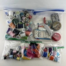 Assorted Sewing Lot Thread Bobbins Needles Accessories As Pictured
