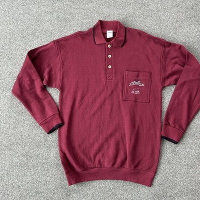 Vintage St Moritz Ski Team Sweatshirt Mens Large Burgundy Damart England Made