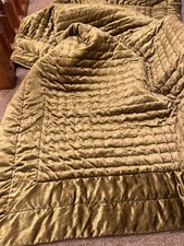 Harlequin Golden Oil Green Silky Velour Quilt Throw 190cmX140cm Excellent Cond.