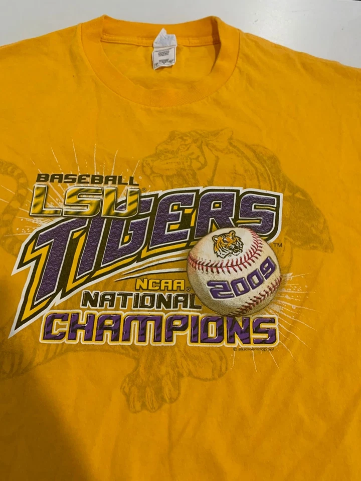 Vintage LSU Baseball Shirt Large Yellow NCAA Baseball Champions Geaux Tigers Y2K - Image 2 of 4