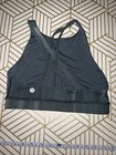 Lululemon Sz 6?Energy Bra *High Neck Linear Spray Dye White Deep Ocean Blue — photo 2