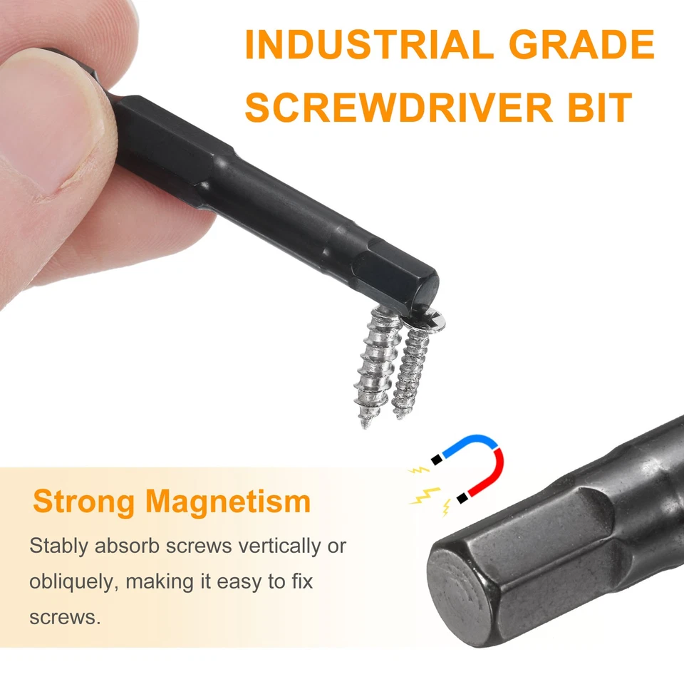 5pcs 5mm Metric Hex Head Wrench Drill Bit 100mm Length Magnetic Bits, Black - Image 4 of 4