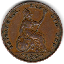 1858 FARTHING COIN QUEEN VICTORIA COPPER GOOD CONDITION S3950 V281