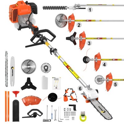 7in1 6in1 Benzin Motorsense 52cc Leistungsstark 2500W Rasentrimmer Freischneider