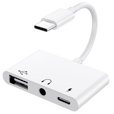 USB C to 3.5mm Jack Headphone Adapter with Charger Port,OTG Cable Adapter, Ty...