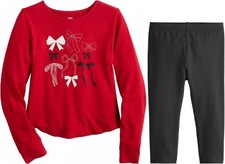 Completo nuovo 2 pezzi SO & Jumping Beans fiocchi camicia e leggings nero taglia S 6 7 nuovo con etichette