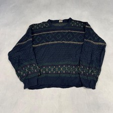 Vintage Knitted Jumper Abstract Patterned Grandad Knit Sweater Men's M