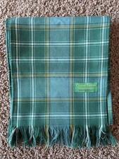 House of Tartan Green 100 Pure New Wool Scottish Currie Plaid Fringe Hem Scarf