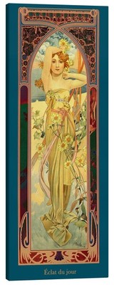 Leinwandbild Die Vier Tageszeiten - Tagesschein (Éclat du jour) - Alfons Mucha